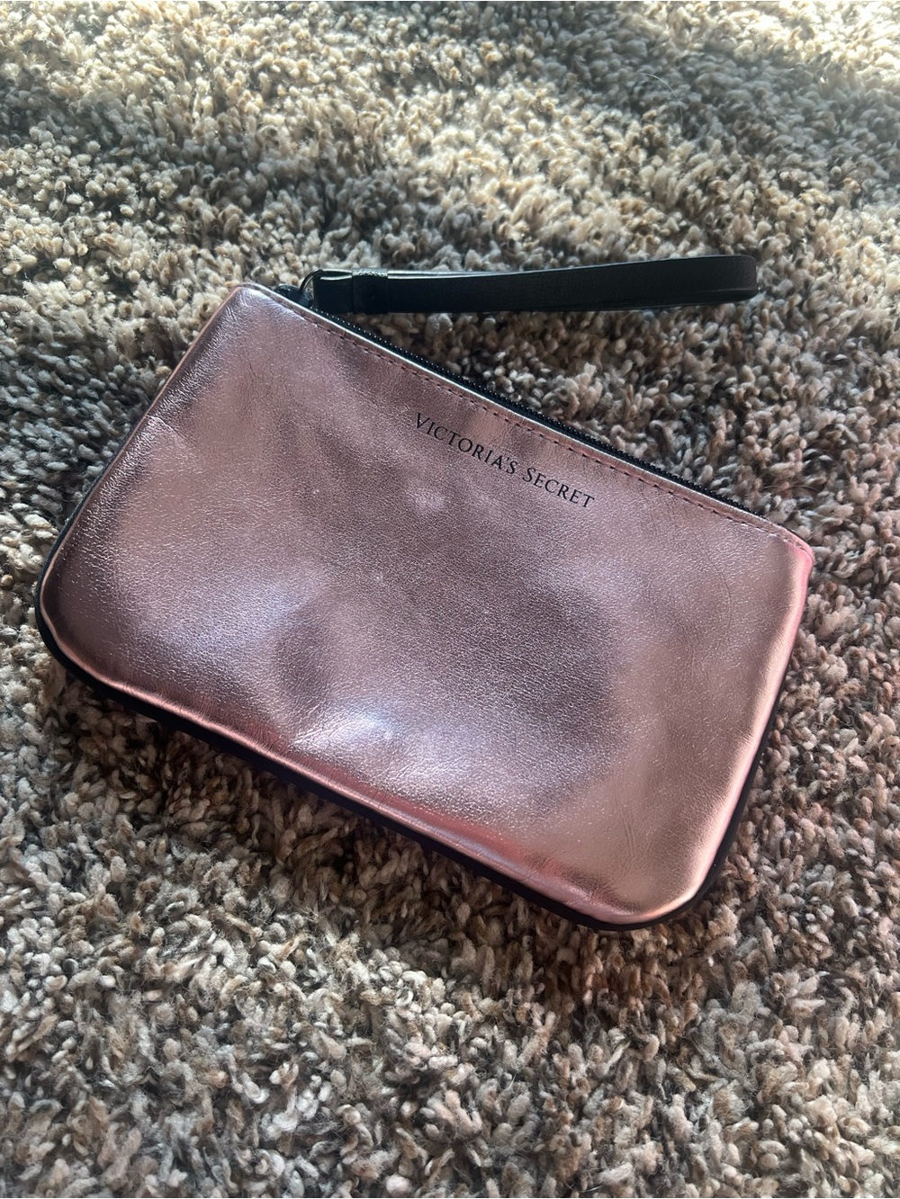 Victoria's Secret Metallic Rose Pink Wristlet